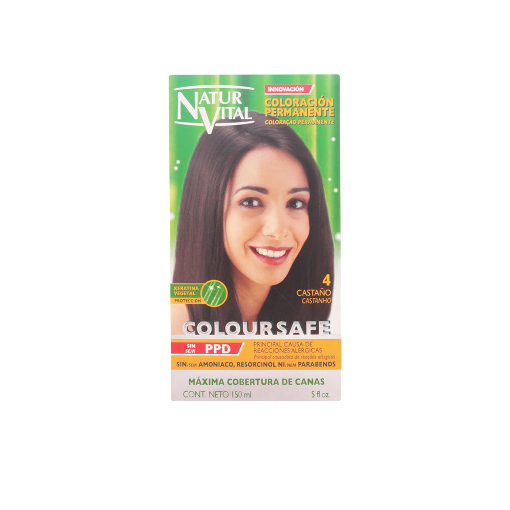 Natur Vital ColourSafe Permanent Hair Color No. 4 Сhestnut Перманентная краска для волос без аммиака, оттенок каштановый  50 мл