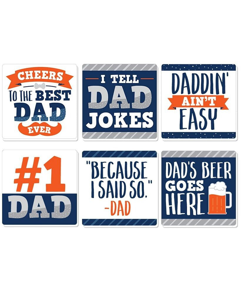 Big Dot of Happiness happy Father's Day - Funny We Love Dad Party Decor - Drink Coasters - Set of 6
