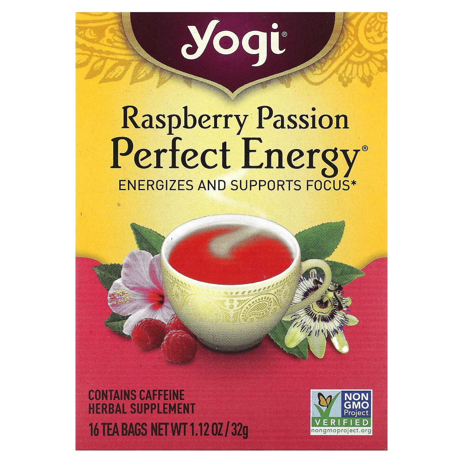 Perfect Energy, Raspberry Passion, 16 Tea Bags, 1.12 oz (32 g)