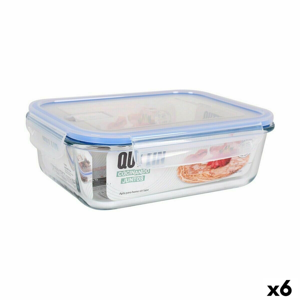 Hermetic Lunch Box Quttin Rectangular 1,5 L 23 x 17,5 x 7,6 cm (6 Units)