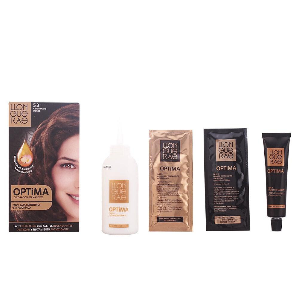 Llongueras Optima Hair Color No.5.3 Перманентная краска для волос без аммиака, оттенок золотистый шатен