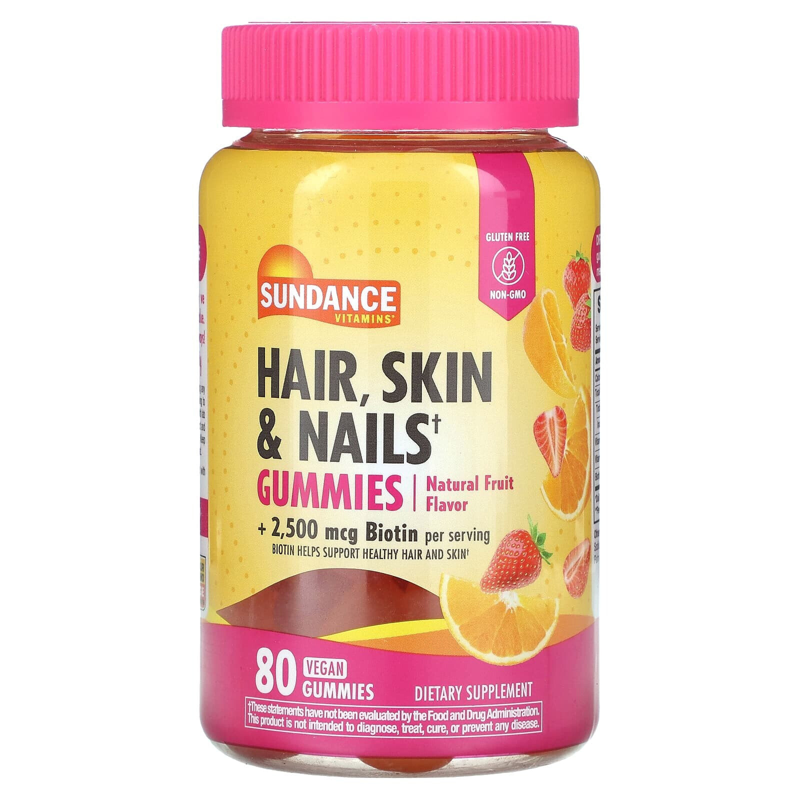 Sundance Vitamins, жевательные таблетки для волос, кожи и ногтей, со вкусом натуральных фруктов, 80 веганских жевательных таблеток