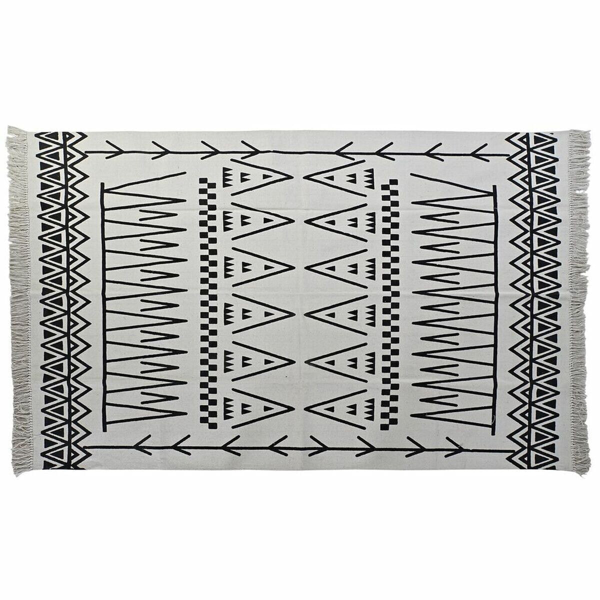 Ковер DKD Home Decor 160 x 250 x 0,7 cm Чёрный полиэстер Хлопок Белый Ikat Boho