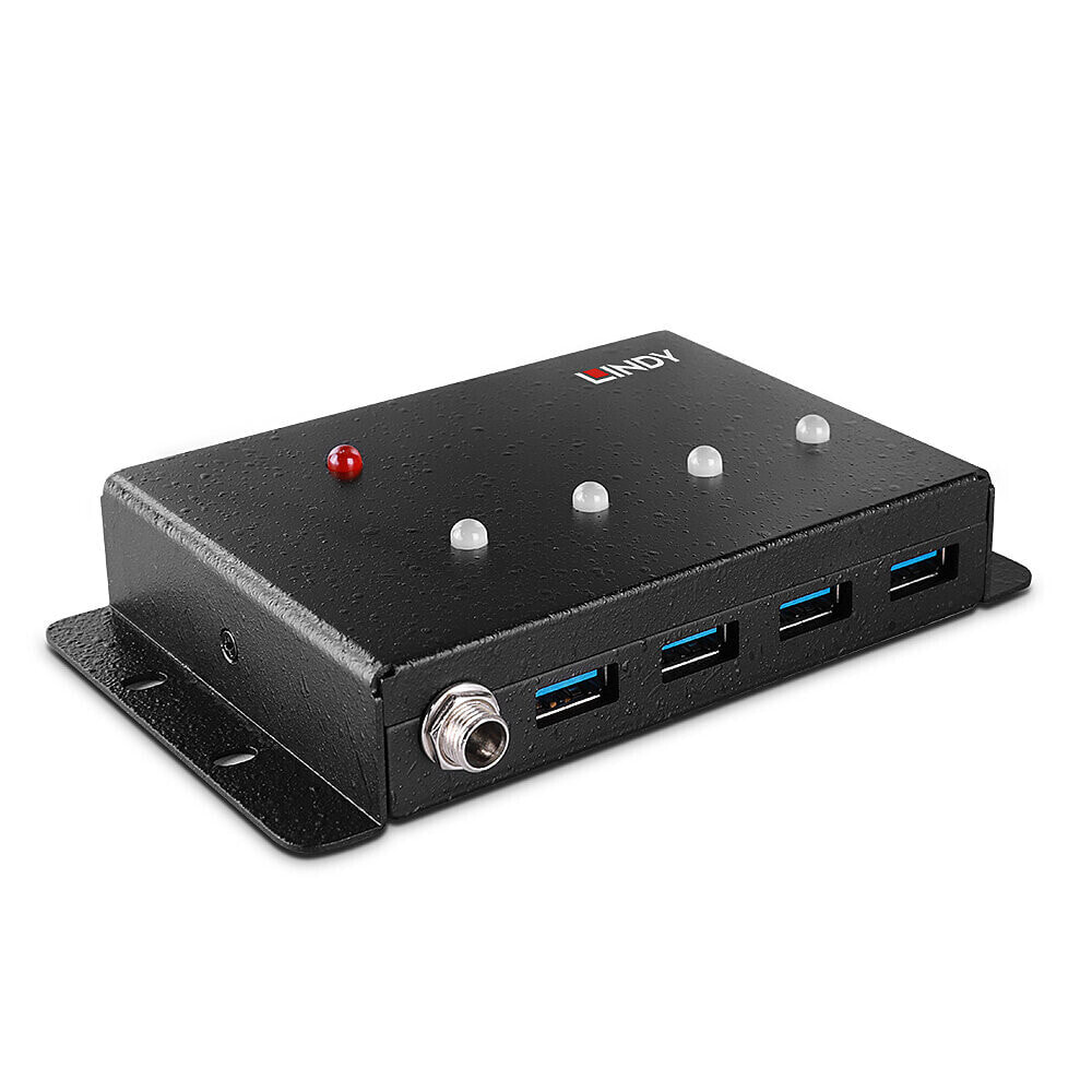 Lindy 43374 хаб-разветвитель USB 3.2 Gen 1 (3.1 Gen 1) Type-B 5000 Мбит/с Черный