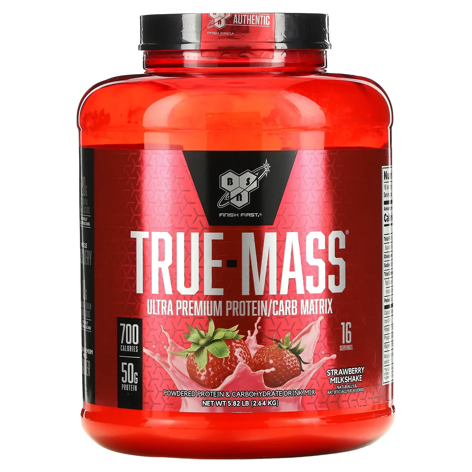 BSN, True-Mass, Ultra Premium Protein/Carb Matrix, шоколадный молочный коктейль, 2,64 кг (5,82 фунта)