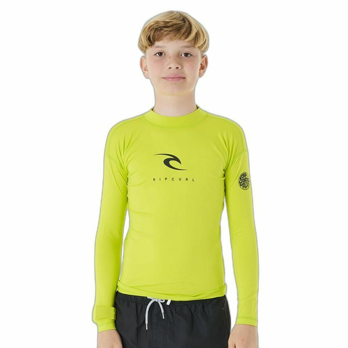 Child's Short Sleeve T-Shirt Rip Curl Corps L/S Rash Vest Yellow Surf Lycra