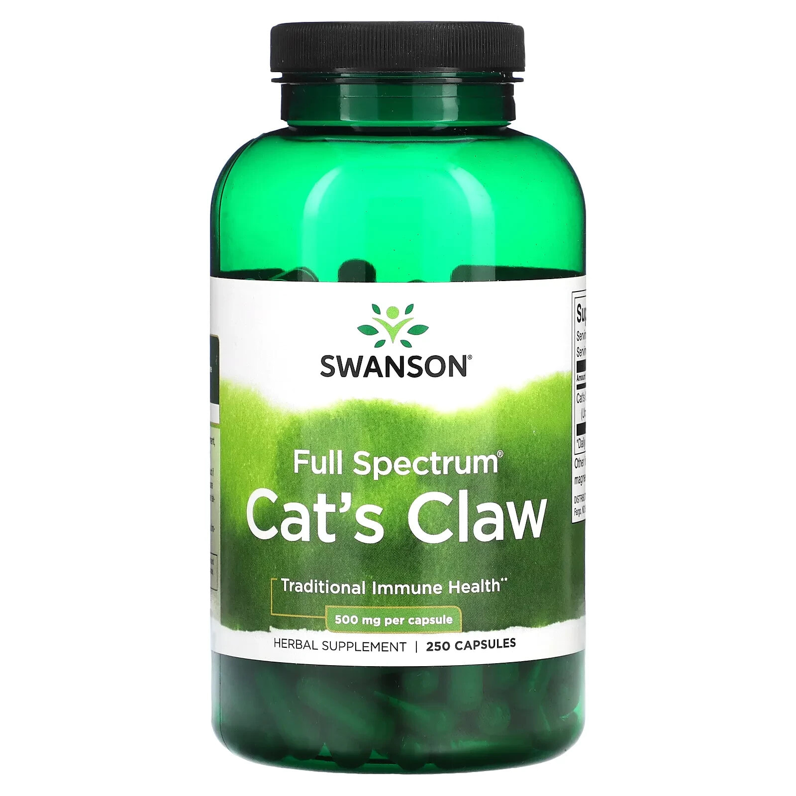 Swanson, Кошачий коготь полного спектра, 500 мг, 100 капсул