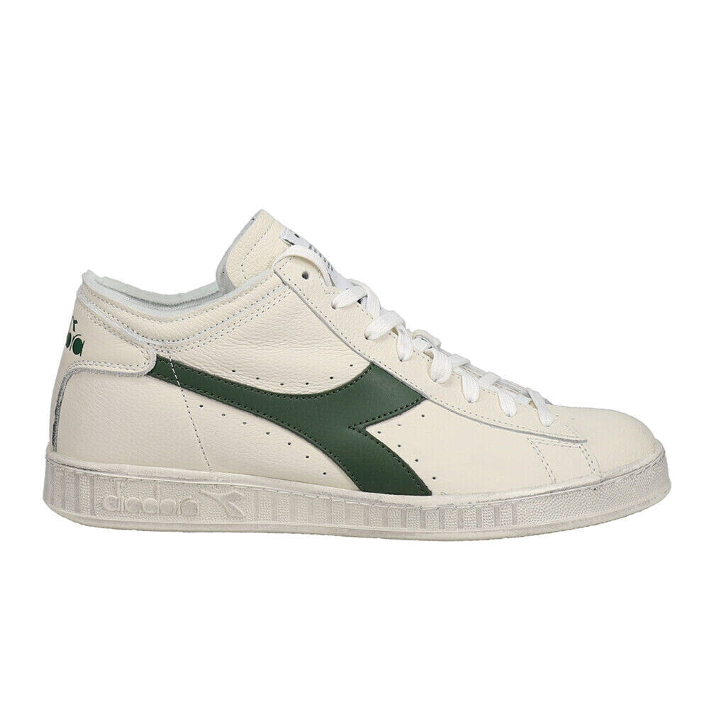 Diadora Game L Waxed Row Cut Lace Up Mens Green, Off White Sneakers Casual Shoe