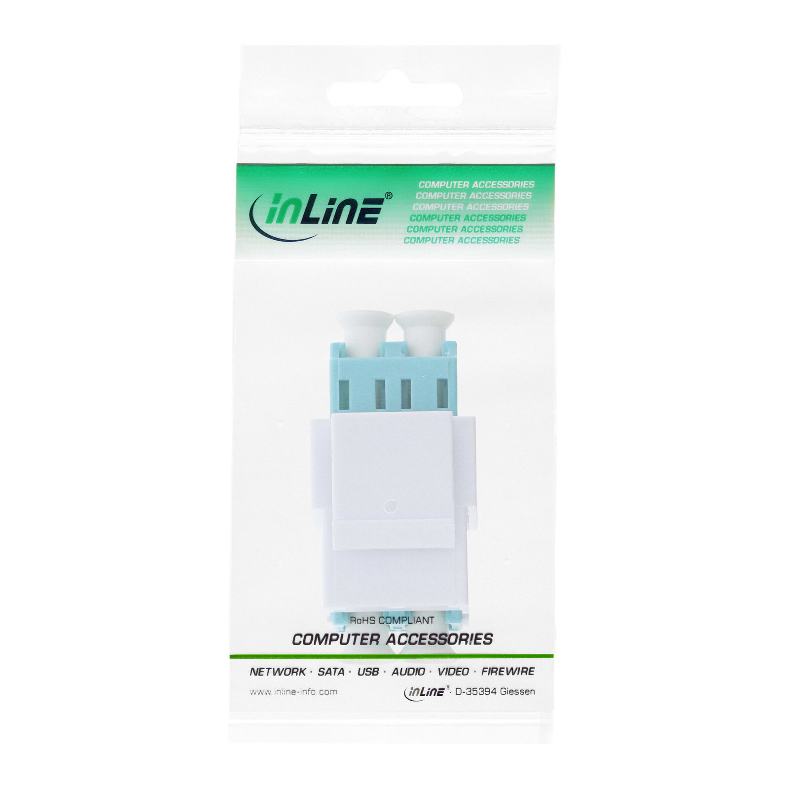 InLine 89988B кабельный разъем/переходник 2x LC Бирюзовый, Белый