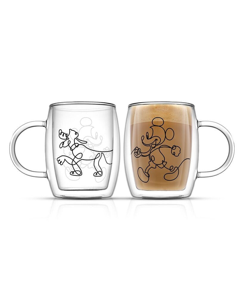 JoyJolt disney Mickey and Pluto Coffee Mugs Set, 2 Piece