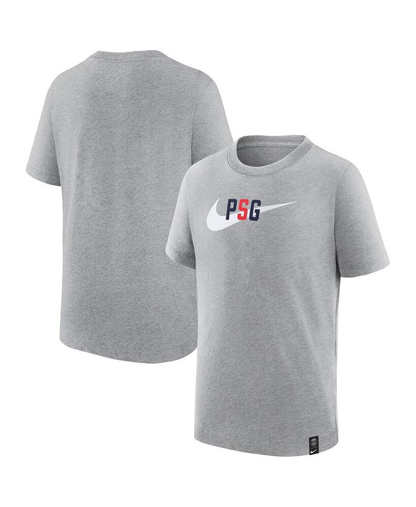 Nike big Boys Heather Gray Paris Saint-Germain Swoosh T-shirt