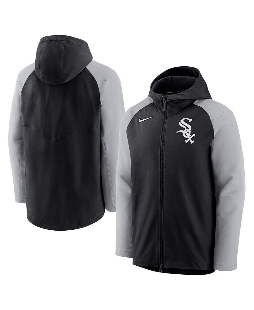 Nike men's Black and Gray Chicago White Sox Authentic Collection Full-Zip Hoodie Performance Jacket