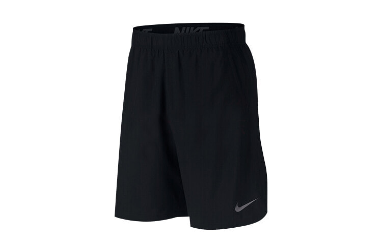 Nike Flex 纯色运动直筒宽松五分梭织休闲短裤 男款 黑色 / Брюки Nike Flex Trendy Clothing Casual Shorts