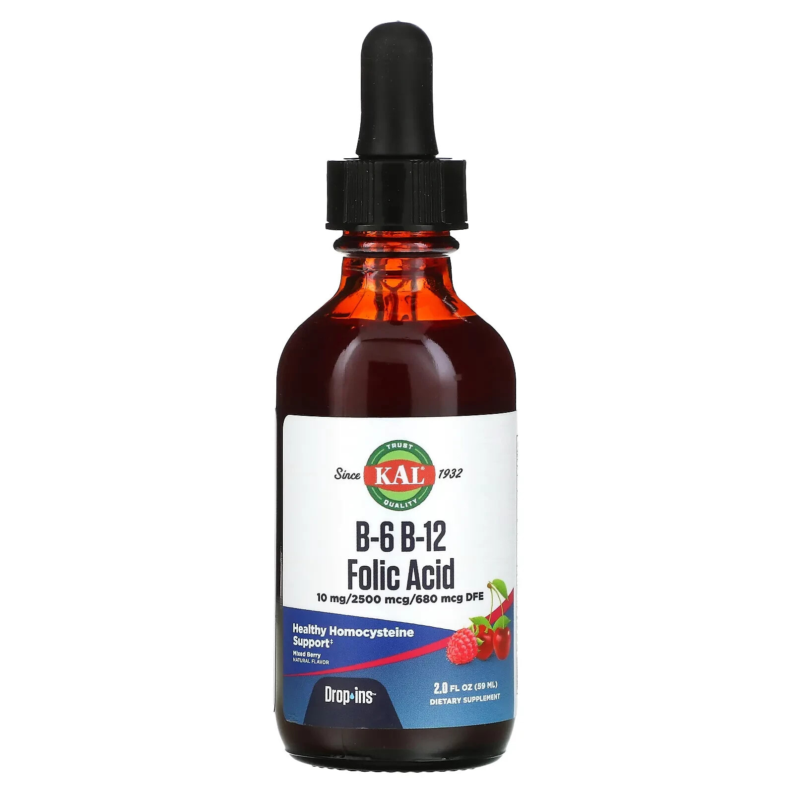 B-6 B-12 Folic Acid, Mixed Berry, 2 fl oz ( 59 ml)