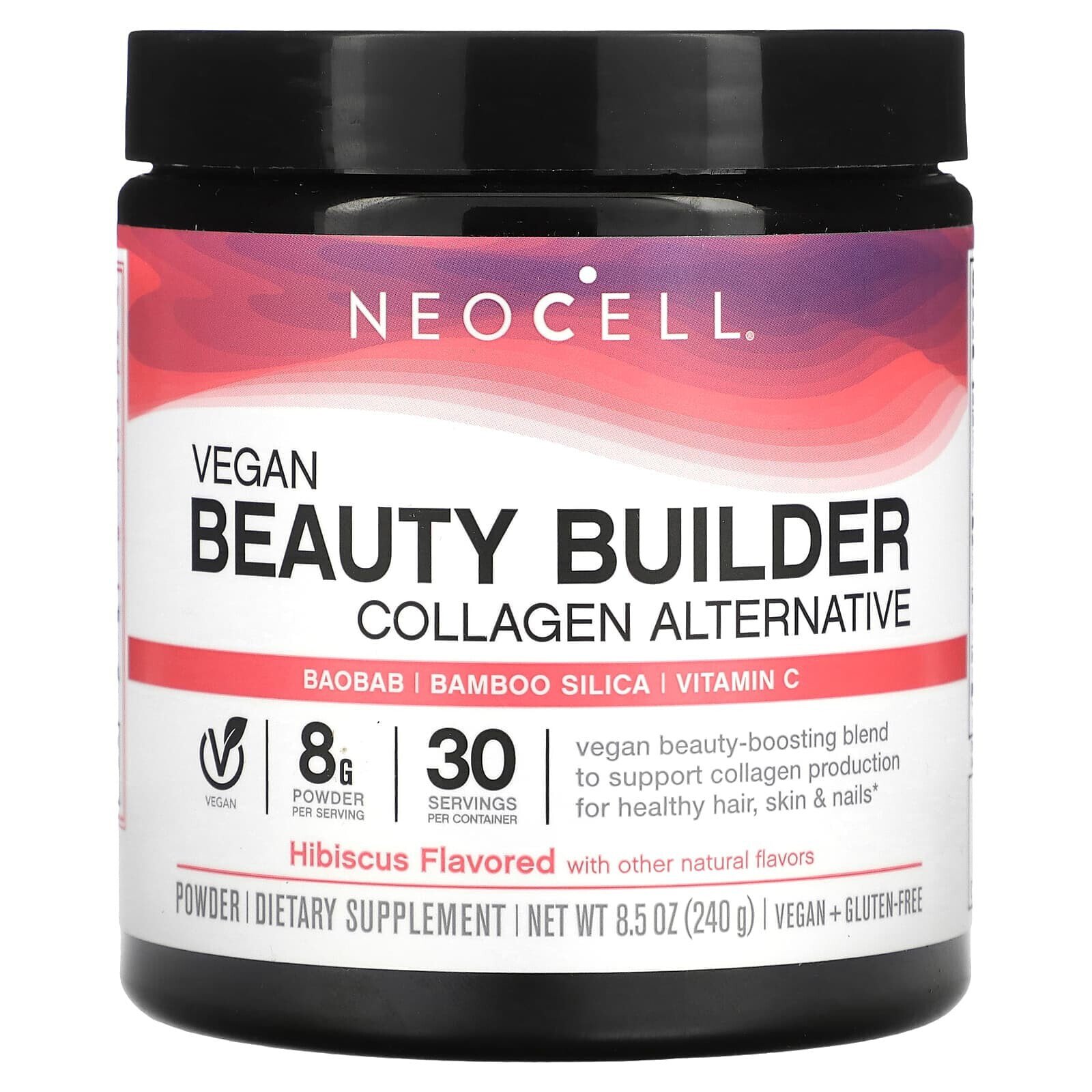 NeoCell, Vegan Beauty Builder, альтернативный коллаген, порошок из гибискуса, 240 г (8,5 унции)