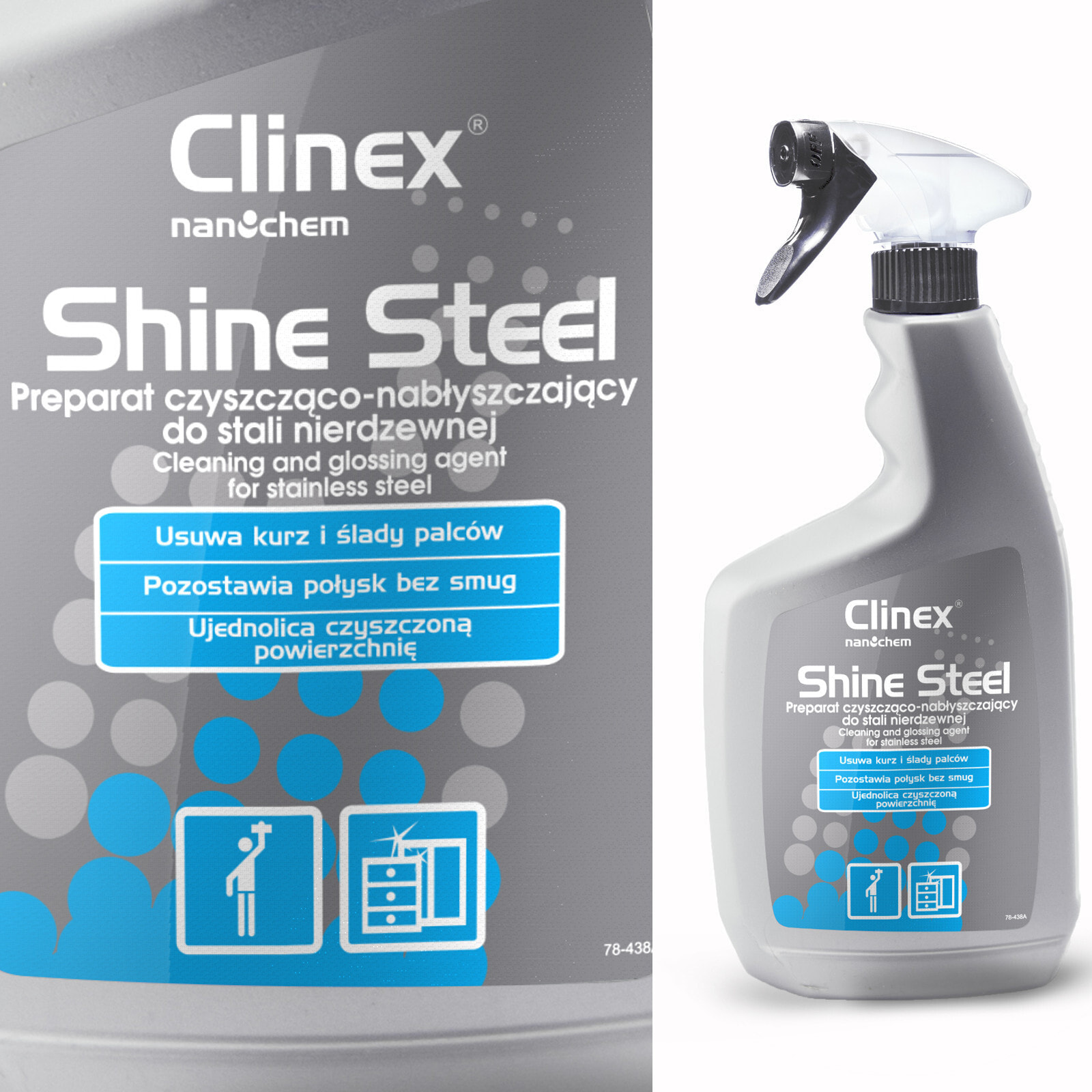 Product for cleaning and polishing furniture and devices made of stainless steel CLINEX Shine Steel 650ML