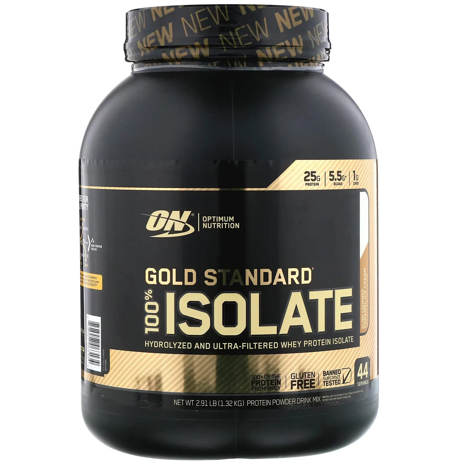 Optimum Nutrition, Gold Standard 100% Isolate, Rich Vanilla, 2.91 lbs (1.32 kg)