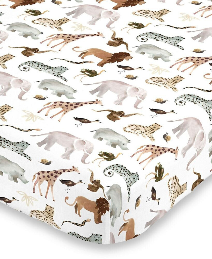 Macy's water Color Jungle Friends Fitted Super Soft Crib Sheet