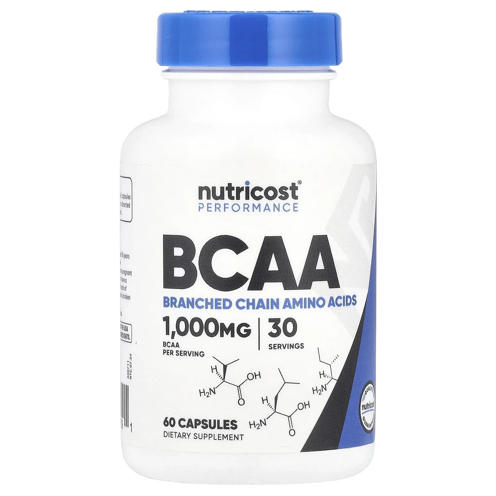 BCAA, 1,000 mg, 60 Capsules (500 mg per Capsule)