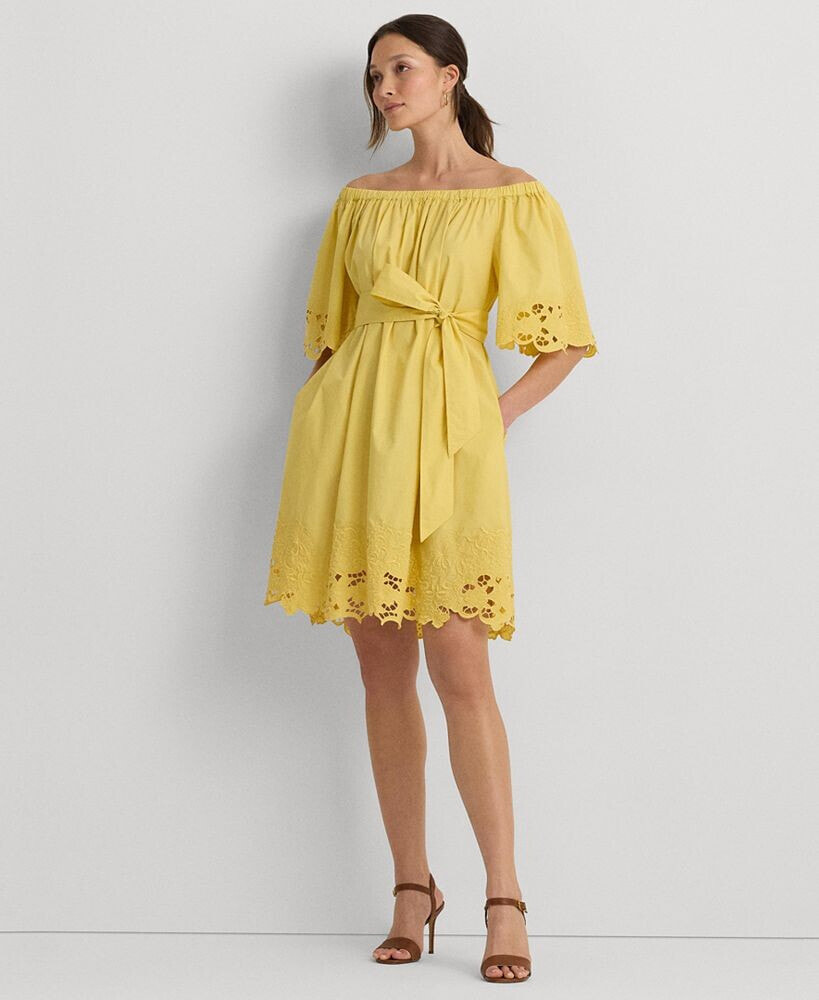 Lauren Ralph Lauren women's Cotton Off-The-Shoulder Dress