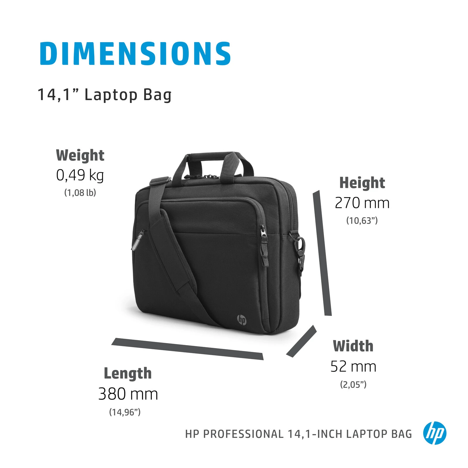HP Professional 14.1-inch Laptop Bag - Messenger case - 35.8 cm (14.1") - 490 g