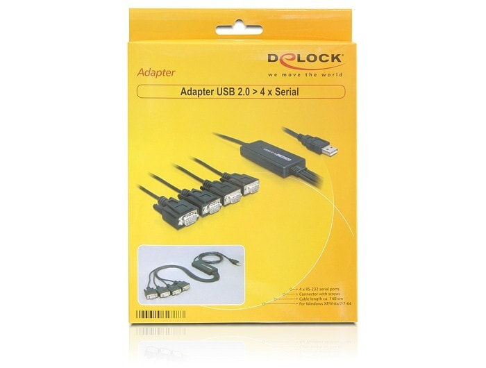 DeLOCK 61887 кабельный разъем/переходник USB 2.0 RS-232 Черный