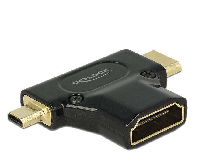 DeLOCK HDMI-A/HDMI Mini-C+ Micro-D, F/M+M Mini-HDMI + Micro-HDMI Черный 65666