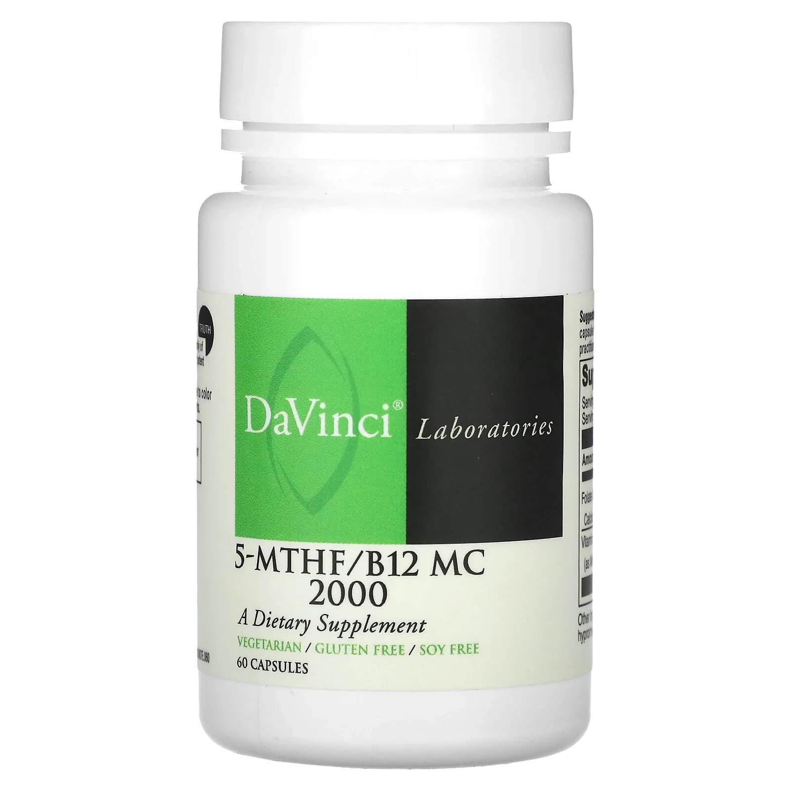 DaVinci Laboratories of Vermont, 5-MTHF/B12 MC 2000, 60 Capsules