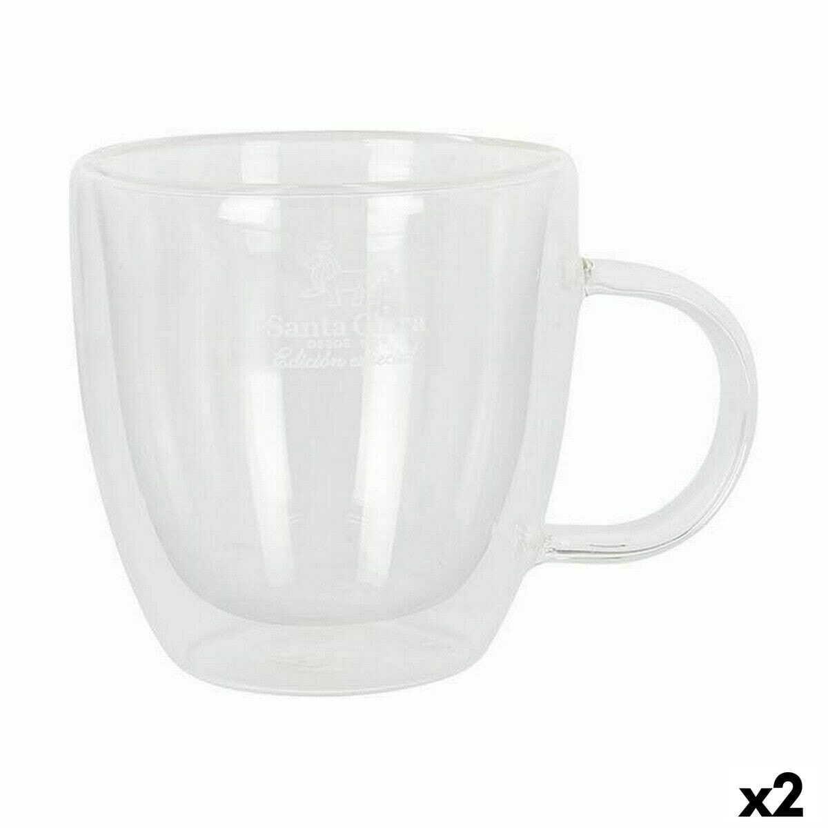 Set of Mugs Santa Clara Borosilicate Glass 150 ml Thermal 2 Units (2 Pieces)