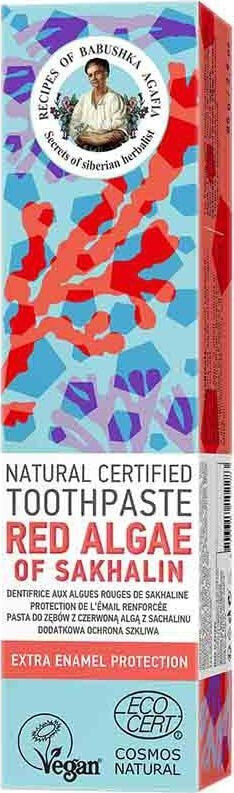 Babuszka Agafia Red Algae Of Sаkhalin Natural Certified Toothpastes Натуральная зубная паста с экстрактом красных водорослей 85 г