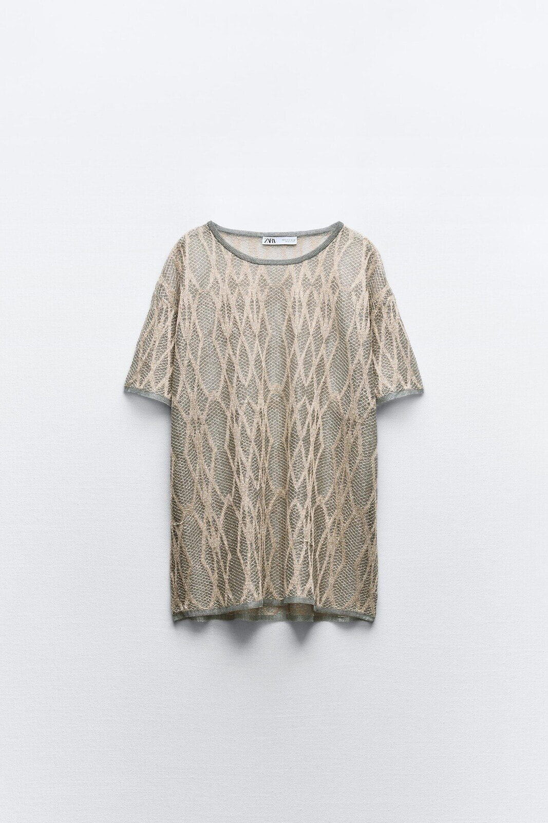 Metallic thread knit jacquard top