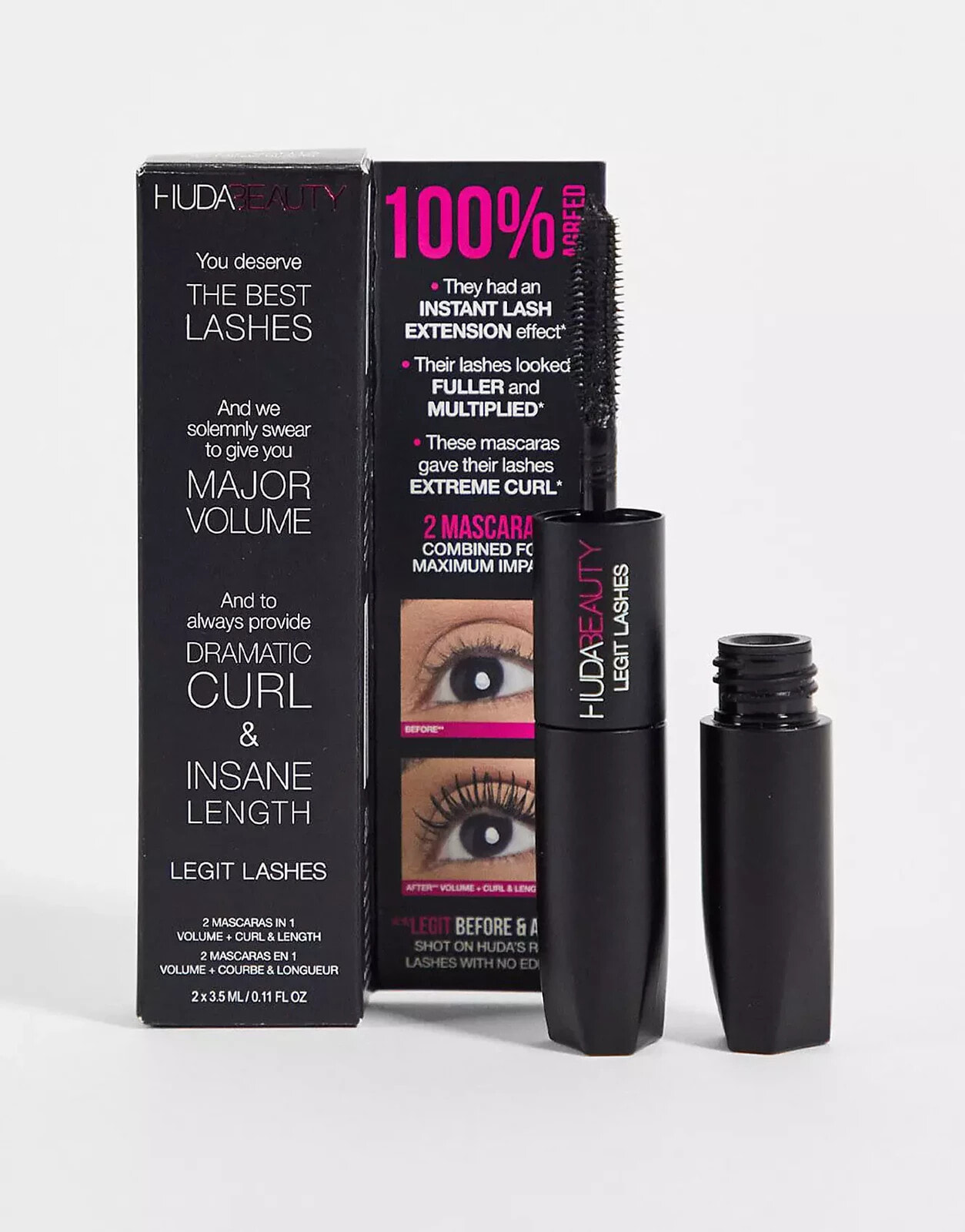 Huda – Legit Lashes – Doppelseitige Wimperntusche, Minigröße