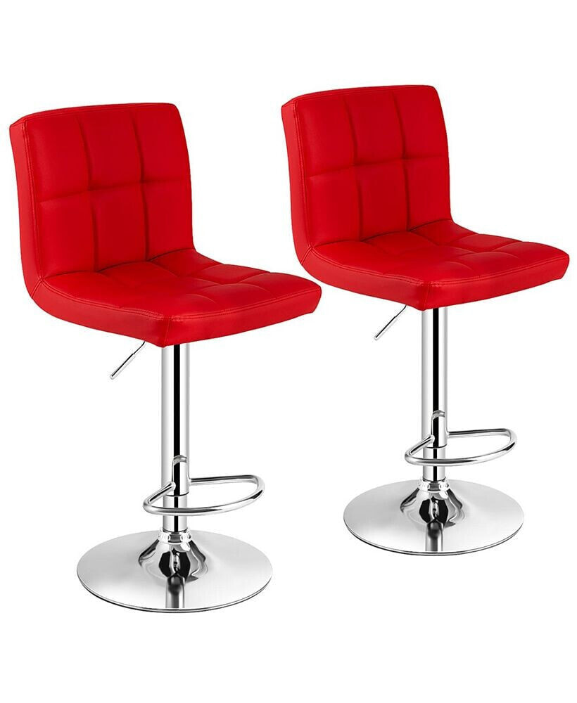 Costway set of 2 Adjustable Bar Stools PU Leather Swivel Kitchen Counter Pub Chair