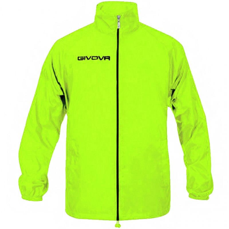 Мужская ветровка зеленая спортивная без капюшона Jacket Givova Rain Basico Fluo RJ001 0019