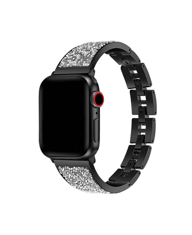 Posh Tech men's and Women's Black Stainless Steel Band with Stone for Apple Watch 42mm