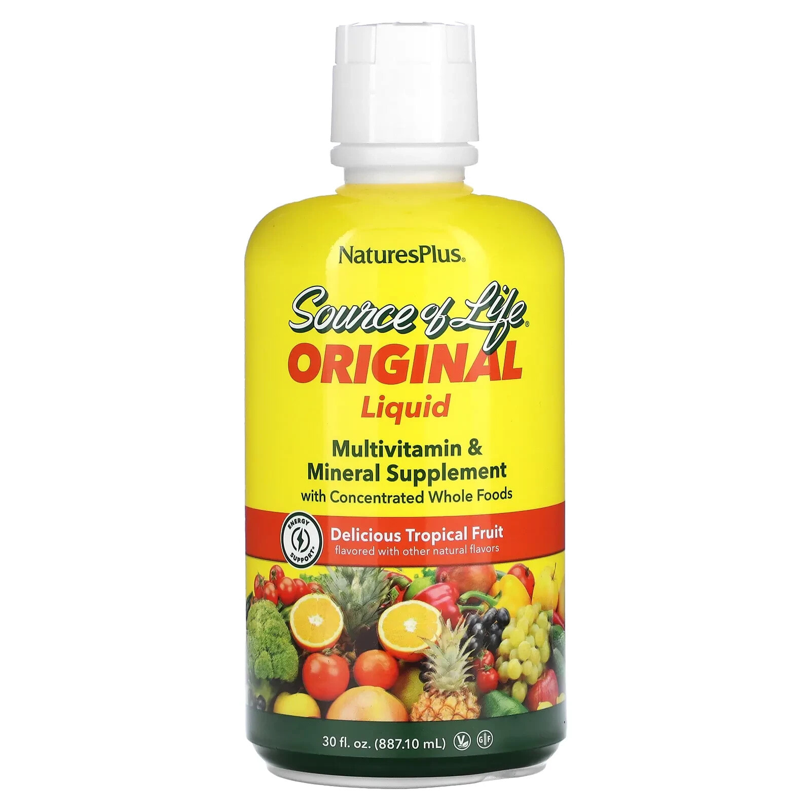 Source of Life, Liquid Multi-Vitamin & Mineral Supplement with Concentrated Whole Foods, Tropical Fruit, 30 fl oz (887.10 ml)