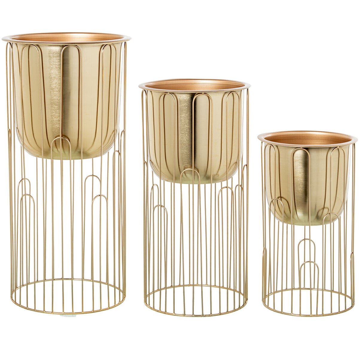 Set of Planters Alexandra House Living Gold Metal 3 Pieces