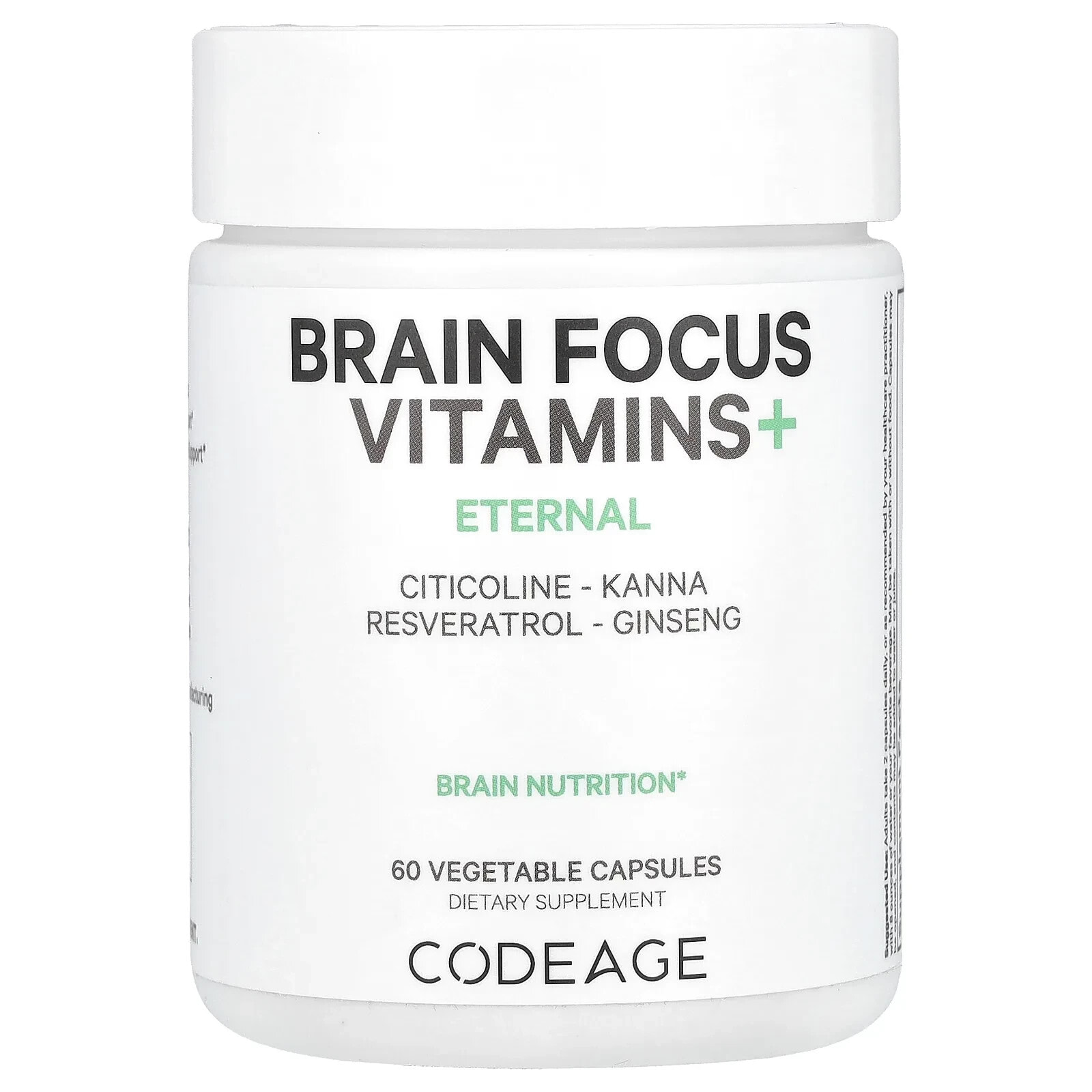 Brain Focus Vitamins+, 60 Vegetable Capsules