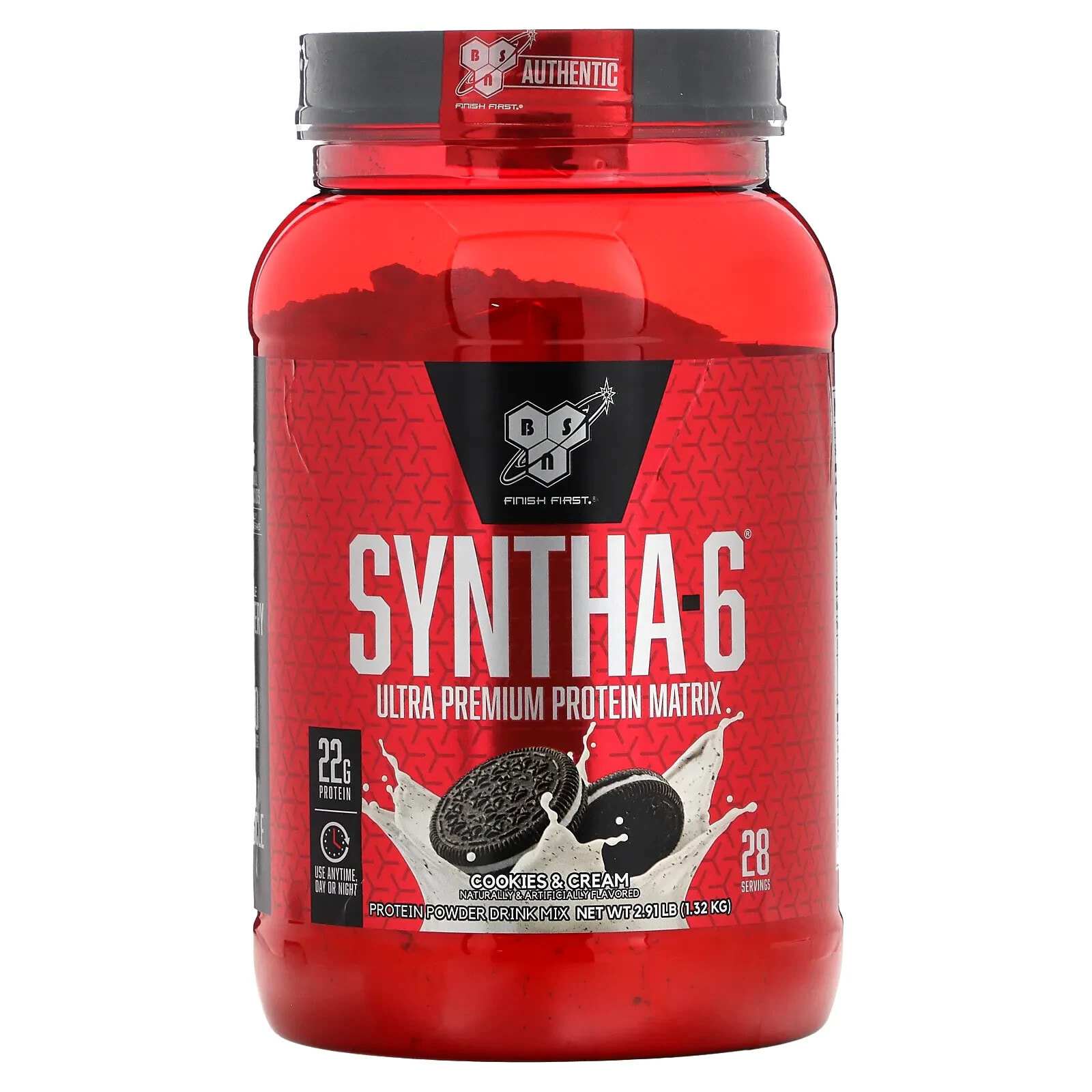 BSN, Syntha-6, Ultra Premium Protein Matrix, Cookies & Cream, 2.91 lb (1.32 kg)