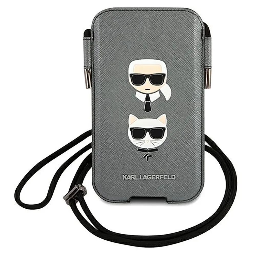 KARL LAGERFELD Handbag KLHCP12MOPHKCG 6.1 Saffiano Ikonik Karl&Choupette Head phone case