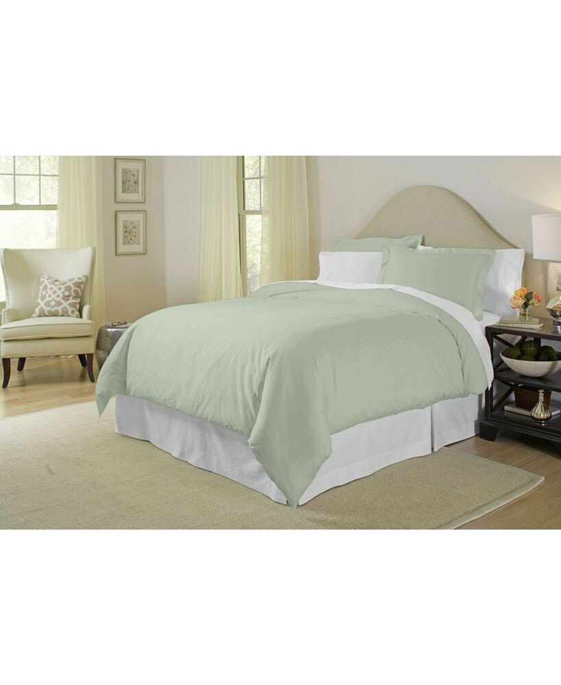Pointehaven solid 400 Thread Count Cotton Sateen Duvet Cover Sets, Full/Queen