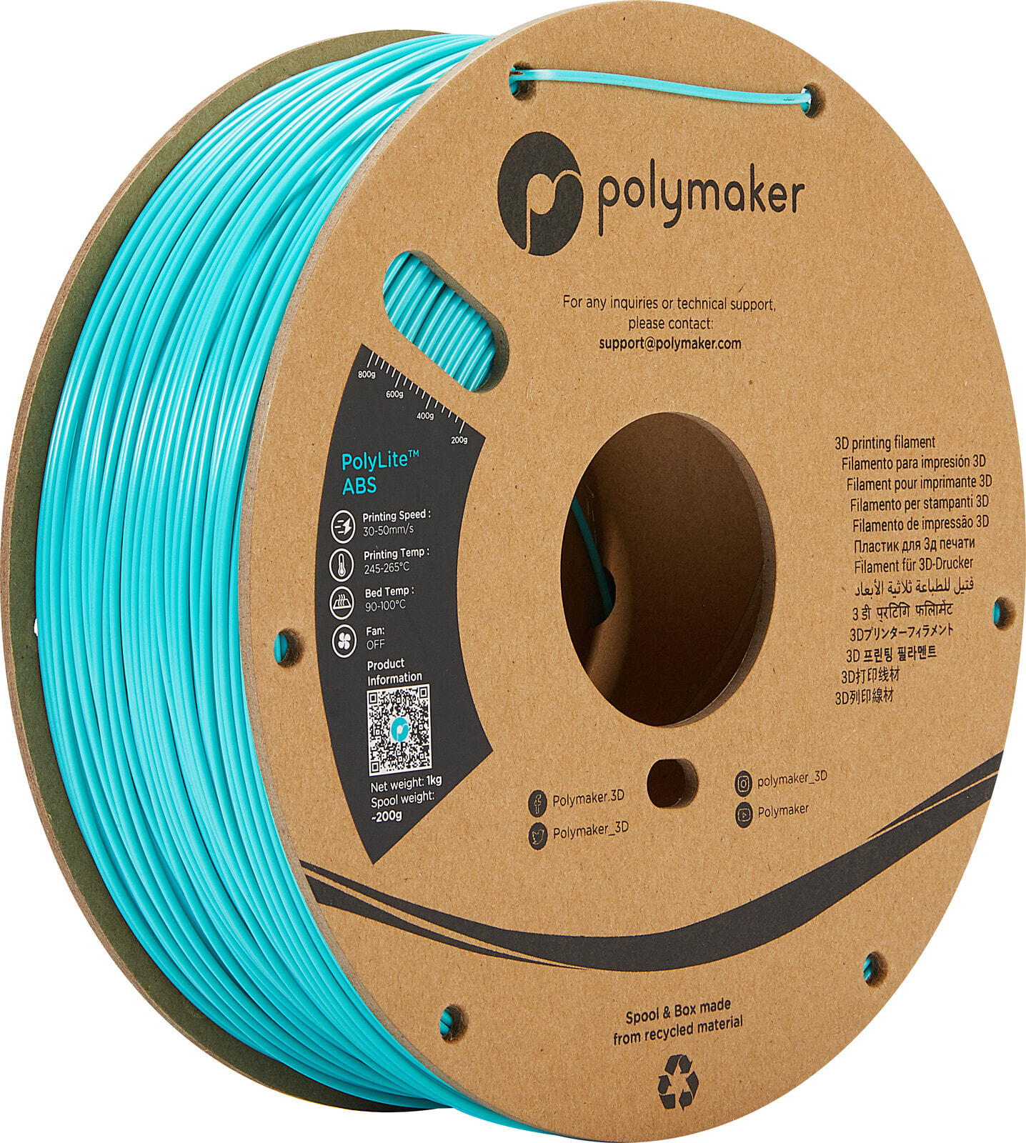 Polymaker E01010 - Filament - PolyLite ABS 1.75 mm - 1 kg - blaugrün