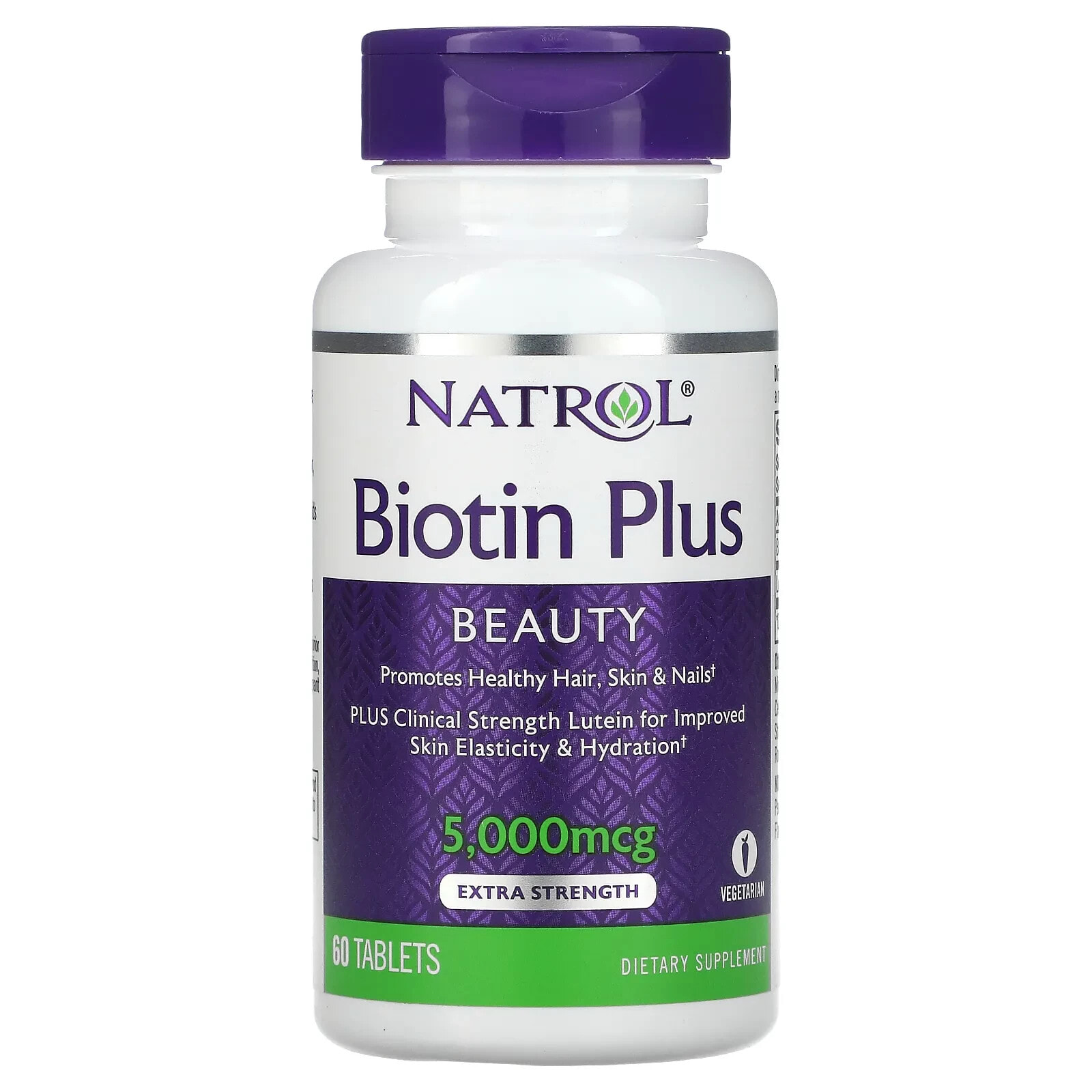 Натрол, Biotin Plus, повышенная эффективность, 5000 мкг, 60 таблеток