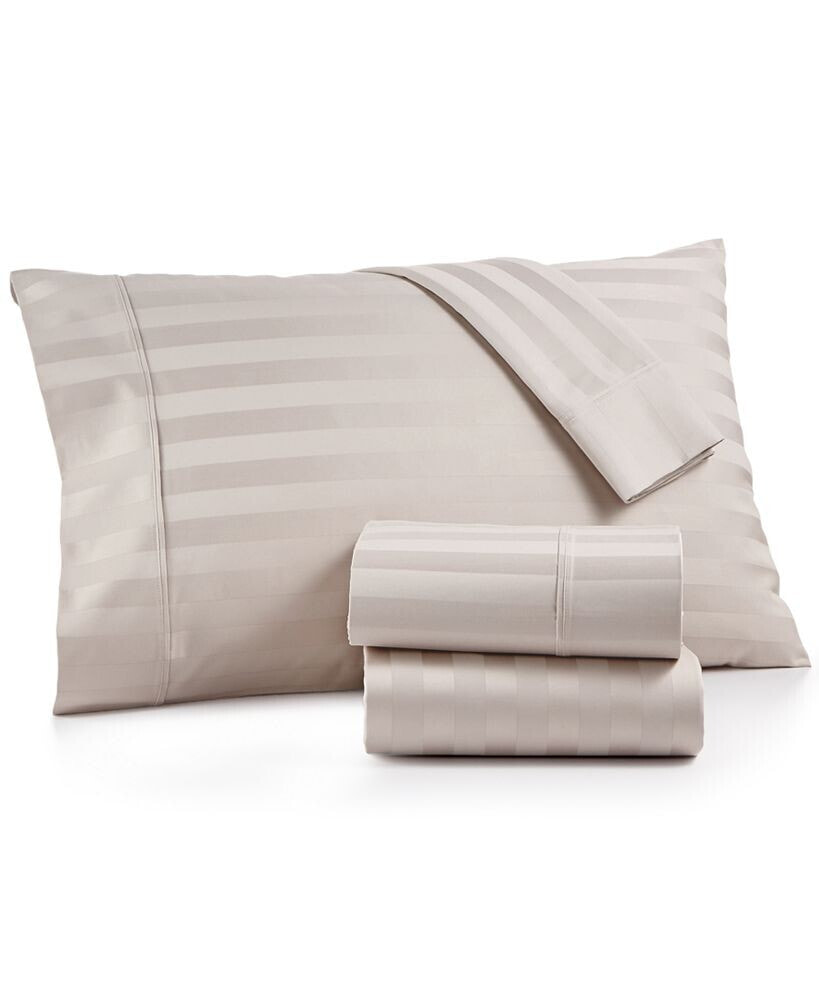 AQ Textiles bergen House Stripe 100% Certified Egyptian Cotton 1000 Thread Count Pillowcase Pair, King