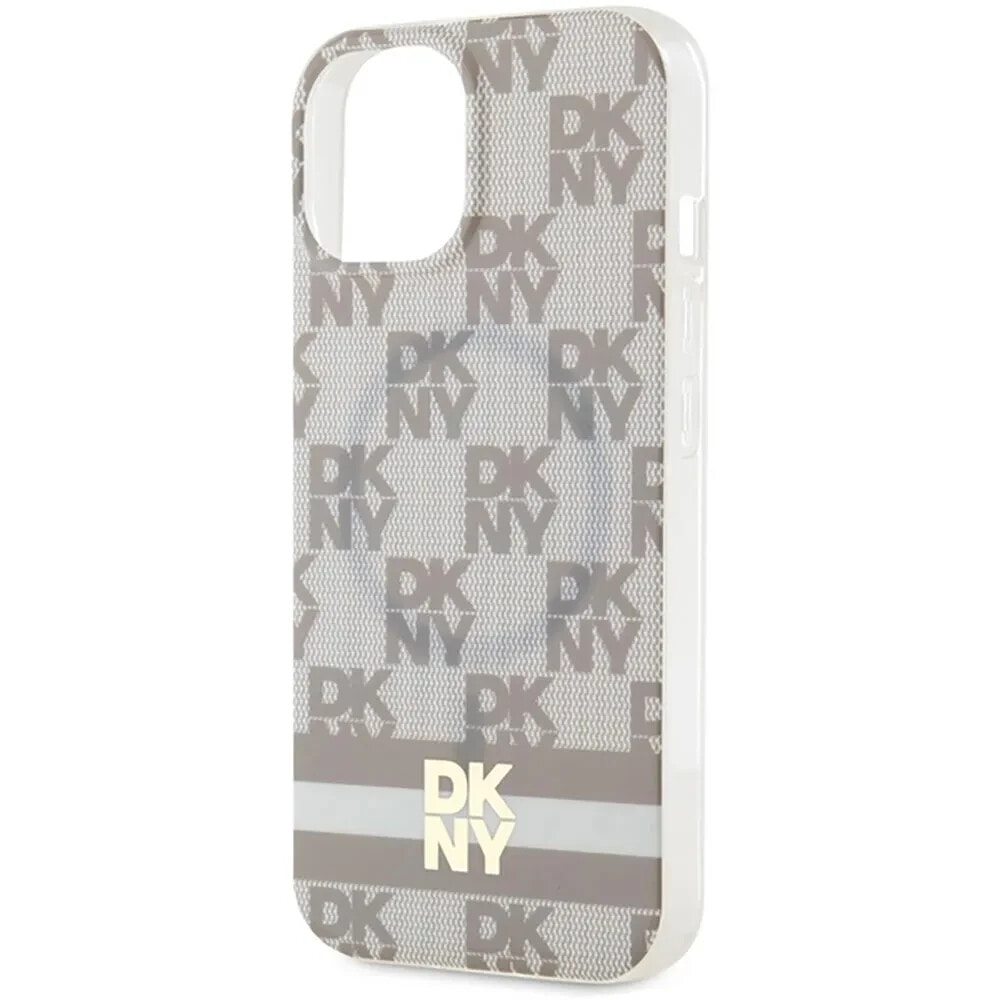 DKNY Dkhmp15Mhcptse iPhone 15 Plus14 Plus 6.7 Bezowy Iml Checke Mono Pattern&Printed Stripes phone case