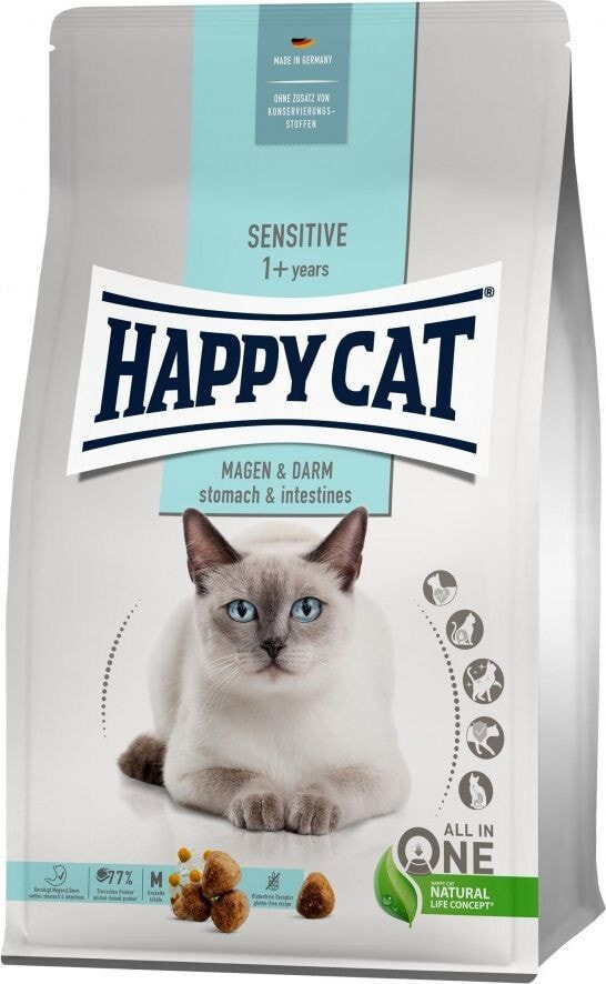 Happy Cat Sensitive Stomach & Intestines, sucha karma, dla dorosłych kotów o wrażliwym układzie pokarmowym, 4 kg, worek