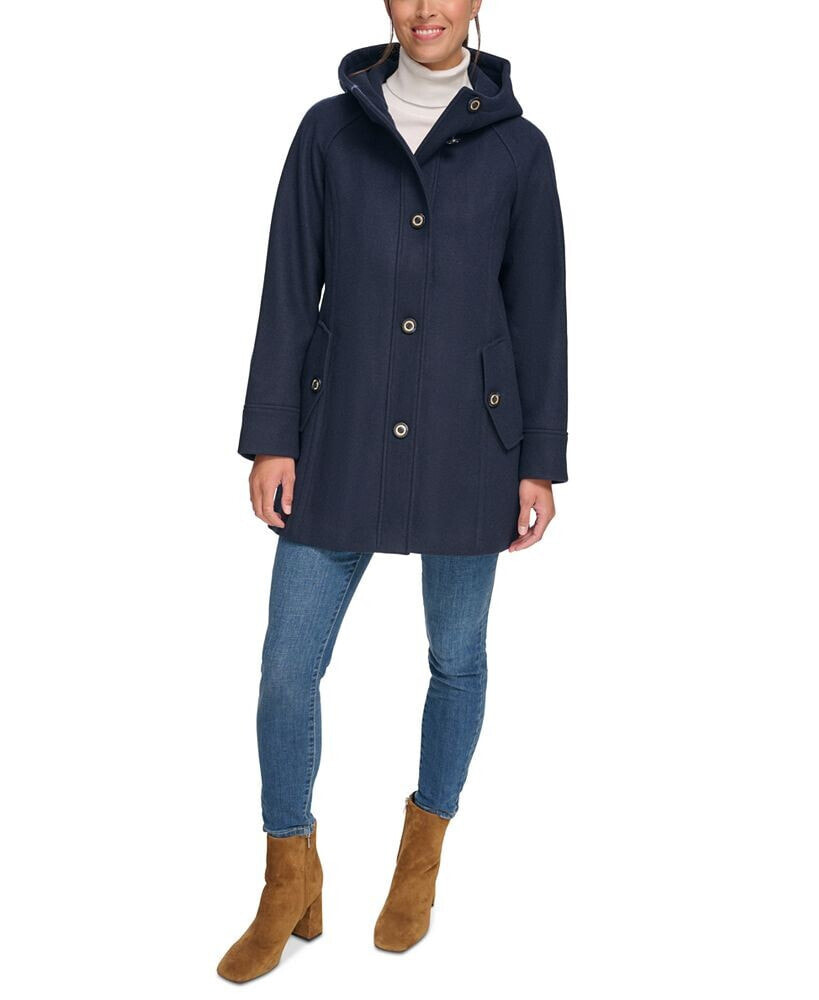 Tommy Hilfiger women's Hooded Button-Front Coat, Created for Macy's