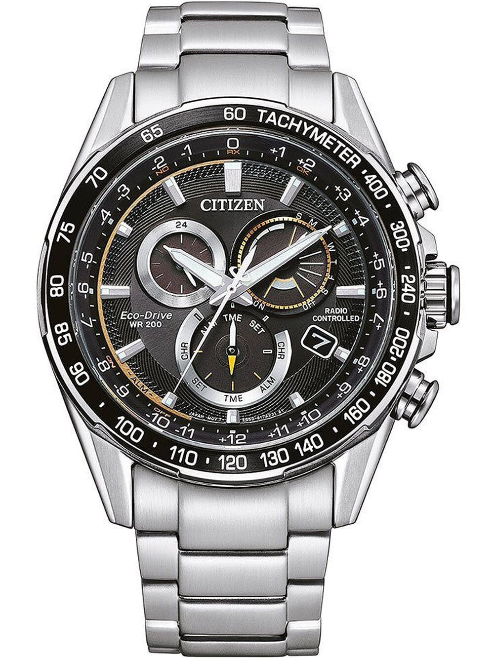 Мужские наручные часы с серебряным браслетом Citizen CB5914-89E Eco-Drive Funkuhr 44mm 20ATM