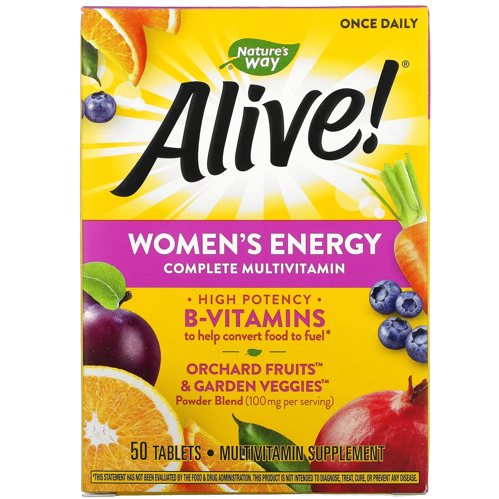 Натурес Вэй, Alive! полноценный мультивитаминный энергетический комплекс для женщин, 50 таблеток