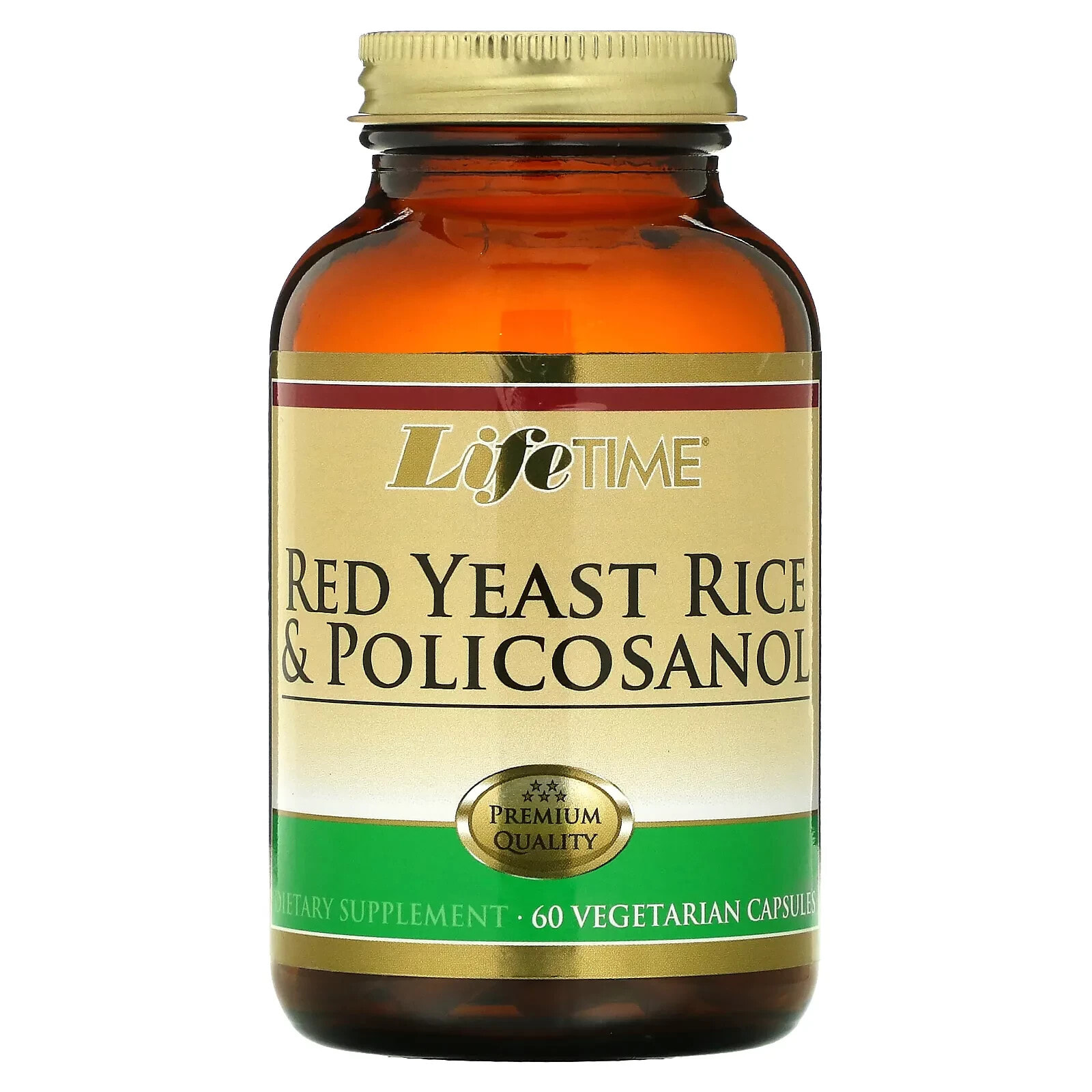 ЛайфТайм Витаминс, красный ферментированный рис и поликозанол, 60 вегетарианских капсул